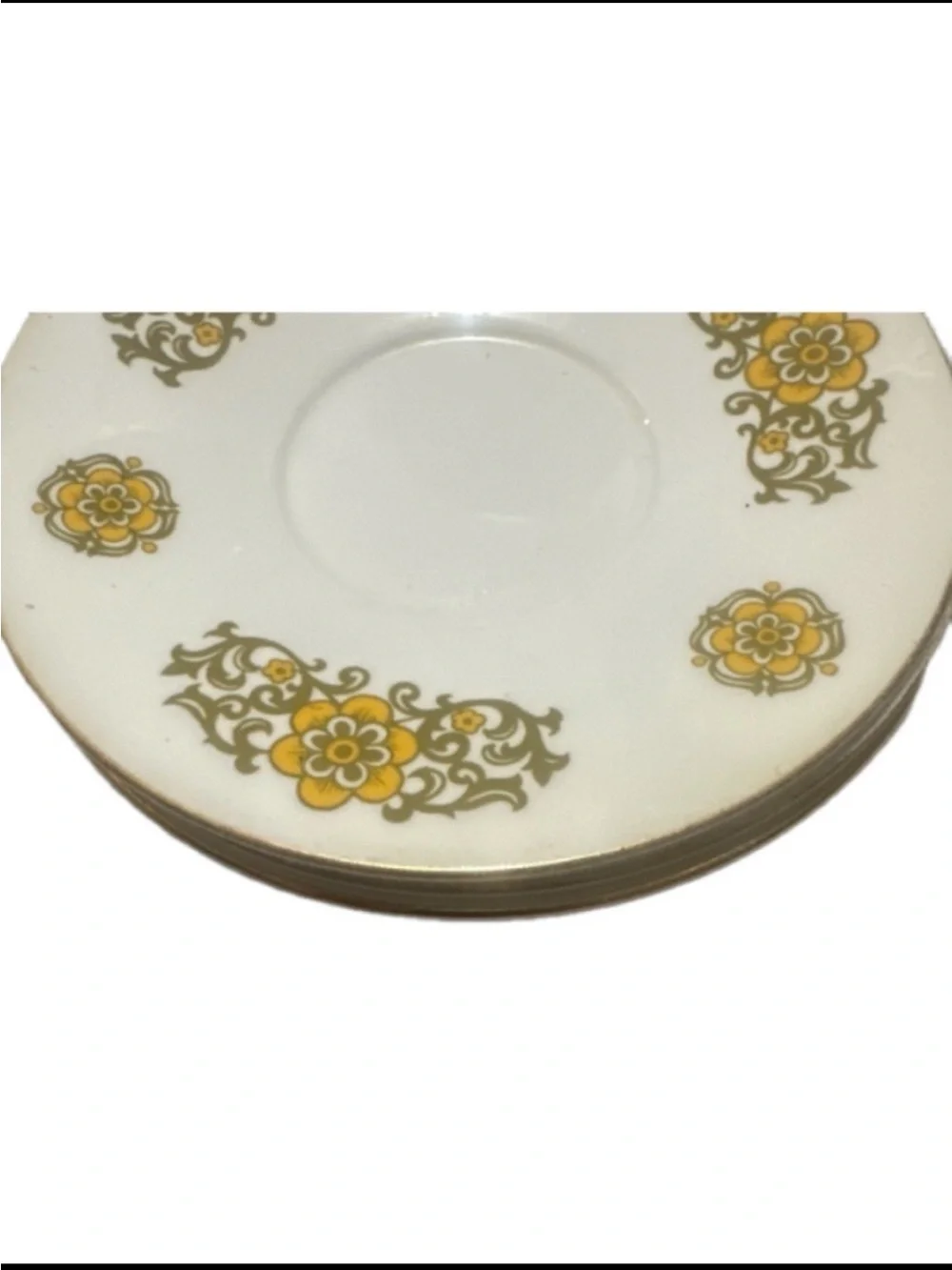 Vintage Hostess White Saucer with Gold Floral Accent Set of 3